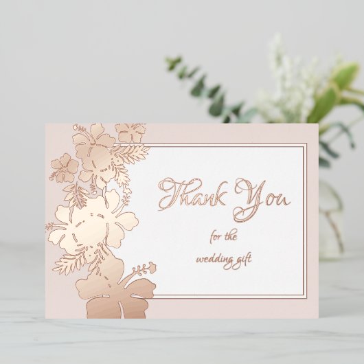 ハイビスカスフォイルすべての行事エレガントサンキュー 箔招待状 (立ち正面)