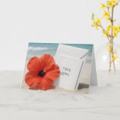 ハイビスカスフラワーのお祝いビーチ結婚式 カード (黄色い花)