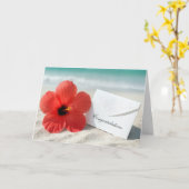 ハイビスカスフラワーのお祝いビーチ結婚式 カード (黄色い花)