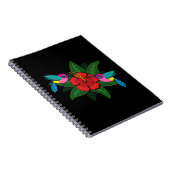 ハイビスカスフラワーアニメの可愛いハミングバード ノートブック (右側)