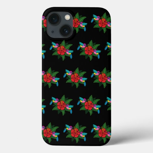 ハイビスカスフラワーアニメの可愛いハミングバード Case-Mate iPhoneケース (裏面)