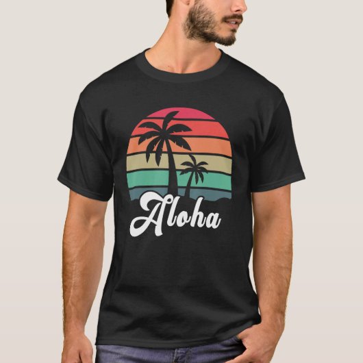ハイビスカスフラワーアロハハワイハワイアンサーファー Tシャツ (正面)