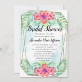 ハイビスカスフラワーウォーターカラービーチブライダルシャワー 招待状 (正面)