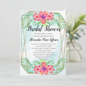 ハイビスカスフラワーウォーターカラービーチブライダルシャワー 招待状 (スタンド正面)