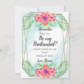 ハイビスカスフラワーウォーターカラービーチマイブリーズメイド 招待状 (正面)