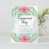 ハイビスカスフラワーウォーターカラービーチ婚約パーティ 招待状 (スタンド正面)