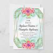 ハイビスカスフラワーウォータービーチ保存日付 招待状 (正面)