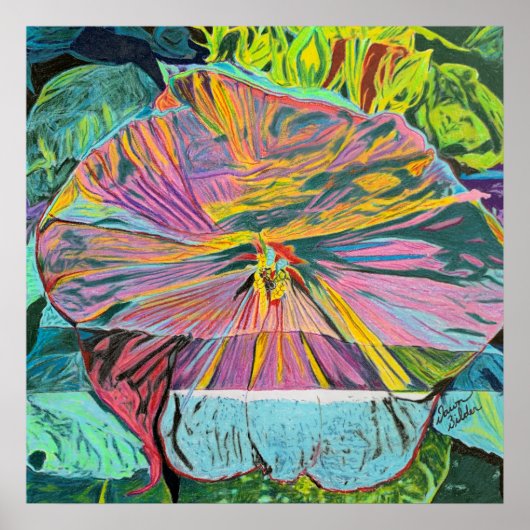 ハイビスカスフラワーカスタムアート ポスター (正面)