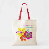 ハイビスカスフラワーガールブライダルパーティ パーソナライズされた トートバッグ (正面)