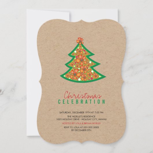 ハイビスカスフラワーズクラフトトロピカルクリスマスパーティー 招待状 (正面)