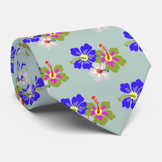 ハイビスカスフラワーズセージ緑のグルームネクタイ ネクタイ (ロール)