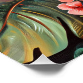 ハイビスカスフラワーズパームフロンズトロピカルデクページ ポスター (コーナー)