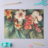 ハイビスカスフラワーズパームフロンズトロピカルデクページ 薄葉紙 (クラフト)