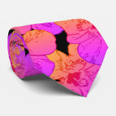 ハイビスカスフラワーズピンクオンブラック ネクタイ (ロール)