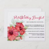 ハイビスカスフラワーズポスト結婚ズブレックファーストまたはブランチ 招待状 (正面/裏面)