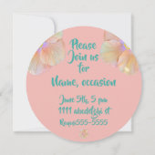 ハイビスカスフラワーターコイズピンクウォーターハワイアン 招待状 (裏面)