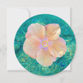 ハイビスカスフラワーターコイズピンクウォーターハワイアン 招待状 (正面)