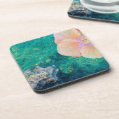 ハイビスカスフラワーターコイズ海水ハワイアン コースター (左側)