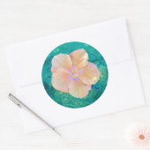 ハイビスカスフラワーターコイズ海水ハワイアン ラウンドシール (封筒)