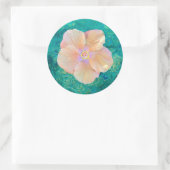 ハイビスカスフラワーターコイズ海水ハワイアン ラウンドシール (バッグ)
