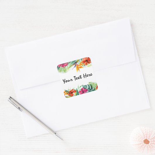 ハイビスカスフラワートロピカルパラダイスハワイアンフローラ スクエアシール (封筒)