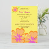 ハイビスカスフラワートロピカル5x7ブライダルシャワー招待状 招待状 (スタンド正面)