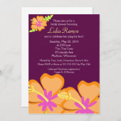 ハイビスカスフラワートロピカル5x7ブライダルシャワー招待状 招待状 (正面/裏面)