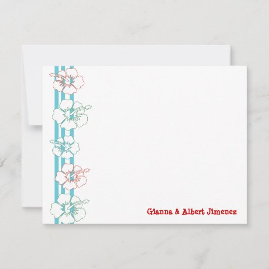 ハイビスカスフラワーノートカード|サンキューカード ノートカード (正面)