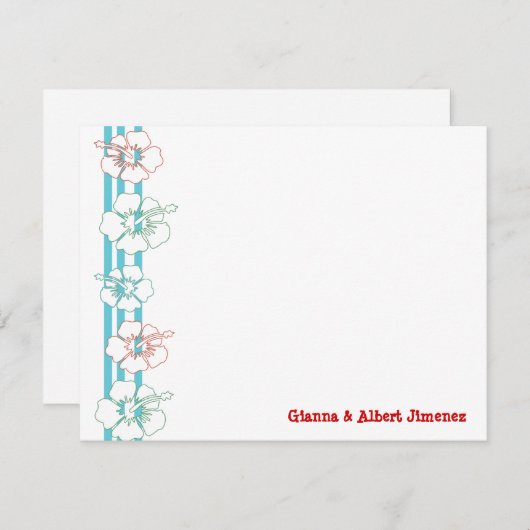 ハイビスカスフラワーノートカード|サンキューカード ノートカード (正面/裏面)