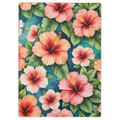 ハイビスカスフラワーパターンデジタルアートパーソナライズされた/ クリップボード (裏面)
