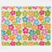 ハイビスカスフラワーパターン フリースブランケット (正面(横))