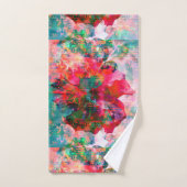 ハイビスカスフラワーパッチタオルセット バスタオルセット (ハンドタオル)