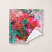 ハイビスカスフラワーパッチタオルセット バスタオルセット (ウォッシュタオル)