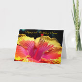 ハイビスカスフラワーパーソナライズされた誕生日 カード (正面)