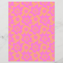 ハイビスカスフラワーピンクとオレンジ色のスクラップブック紙