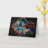 ハイビスカスフラワーファンタジーアート誕生日 カード (黄色い花)