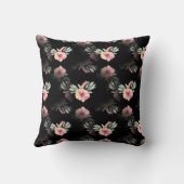 ハイビスカスフラワーブラック枕 クッション (裏面)