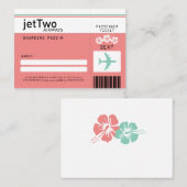 ハイビスカスフラワーボーディングパスエスコート/シーティングカード プレイスカード (正面/裏面)