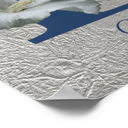 ハイビスカスフラワーモノグラムイニシャルEお名前 ポスター (角)