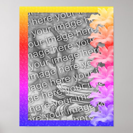 ハイビスカスフラワーレインボー自分の写真を作成 ポスター (正面)