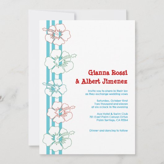 ハイビスカスフラワー招待状|結婚’s|誕生日 招待状 (正面)
