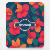 ハイビスカスフローラカラフルパタパーソナライズされたーン マウスパッド (正面)