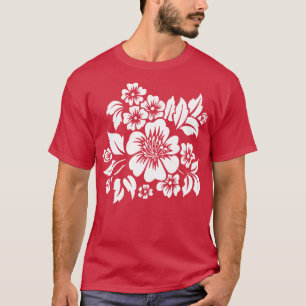 ハイビスカスフローラサマー切り出しステンシルスタイル3 TShir Tシャツ