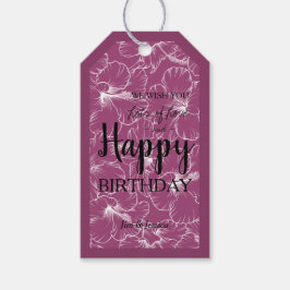 ハイビスカスフローラスケッチラズベリー ギフトタグ