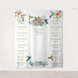 ハイビスカスフローラステップ&リピートBautizo背景 タペストリー