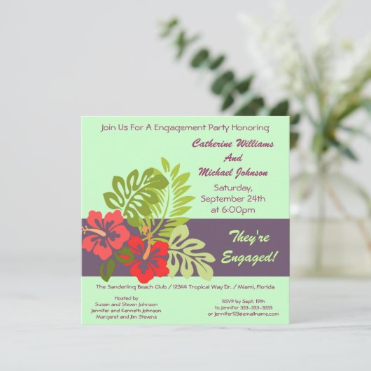 ハイビスカスフローラトロピカ結婚ルズ婚約パーティ 招待状 (スタンド正面)