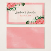 ハイビスカスフローラピンク結婚式の引き出物メッセージカード (正面&裏面)