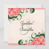 ハイビスカスフローラピンク5.25インチスクエアウェディング招待状 招待状 (裏面)