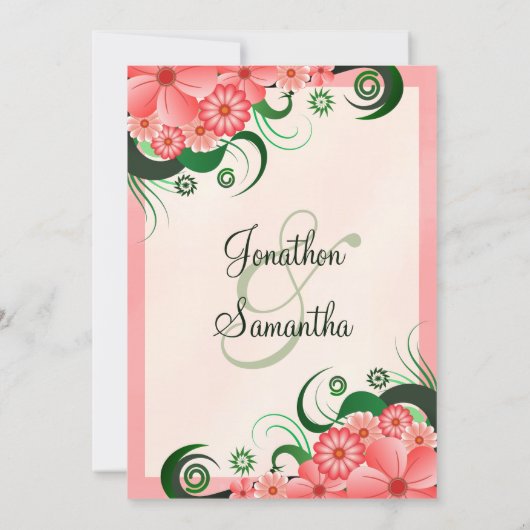 ハイビスカスフローラピンク5" x 7"結婚式招待状 招待状 (裏面)