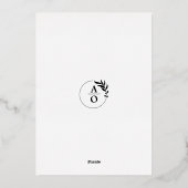 ハイビスカスフローラ六角結婚フレームの金ゴールド 箔招待状 (裏面)